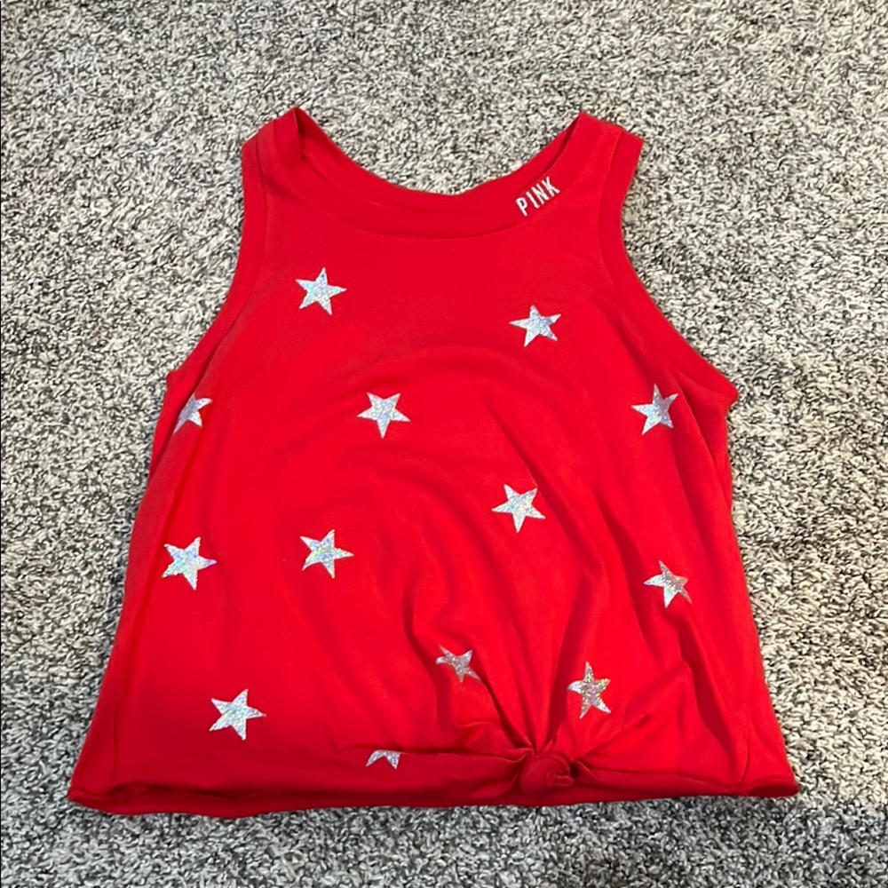 VS PINK red crop top with stars